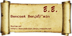 Bencsek Benjámin névjegykártya